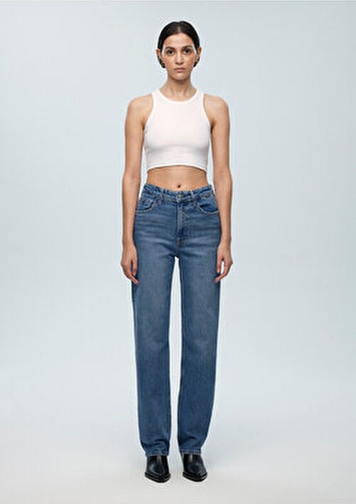 Mavi Sky Classic Denim Kadın Jean Pantolon 1010627-87211 Straight Fit 5 Cepli Pamuklu Model görsel 7