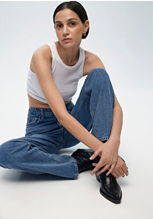Mavi Sky Classic Denim Kadın Jean Pantolon 1010627-87211 Straight Fit 5 Cepli Pamuklu Model görsel 4