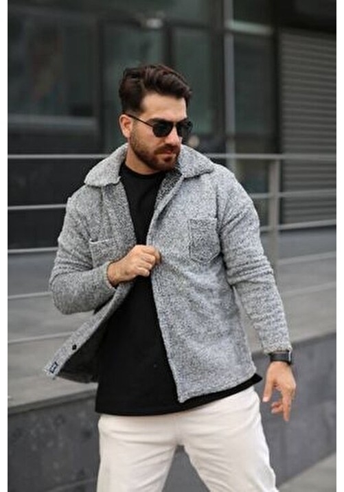 SR Tekstil Unisex Pelüş Ceket Normal Kalıp Cep Detaylı Kış Sezonu İçin Rahat Tasarım görsel 2