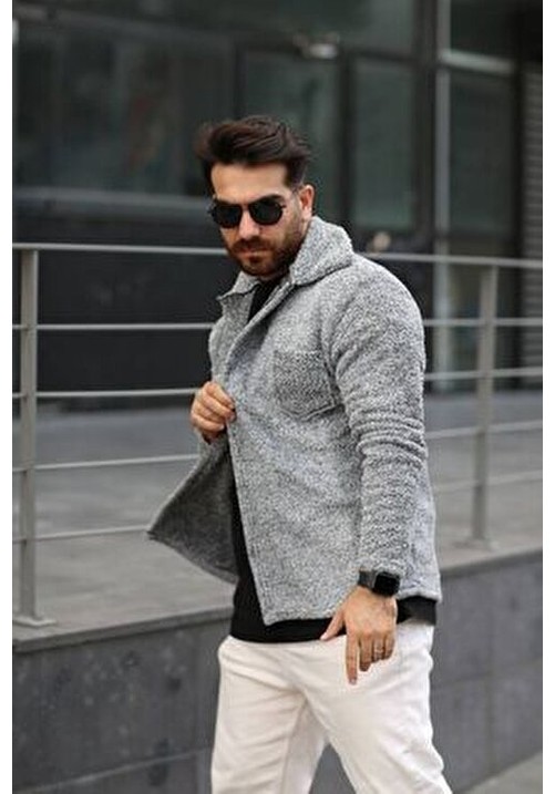 SR Tekstil Unisex Pelüş Ceket Normal Kalıp Cep Detaylı Kış Sezonu İçin Rahat Tasarım görsel 3