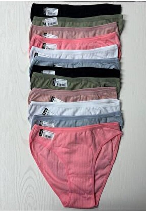 Tutku Kadın 12'li Cotton Bikini Seti Nefen Alan Doku Kumaş Hipster Model Çok Renkli Rahat Tasarım görsel 2