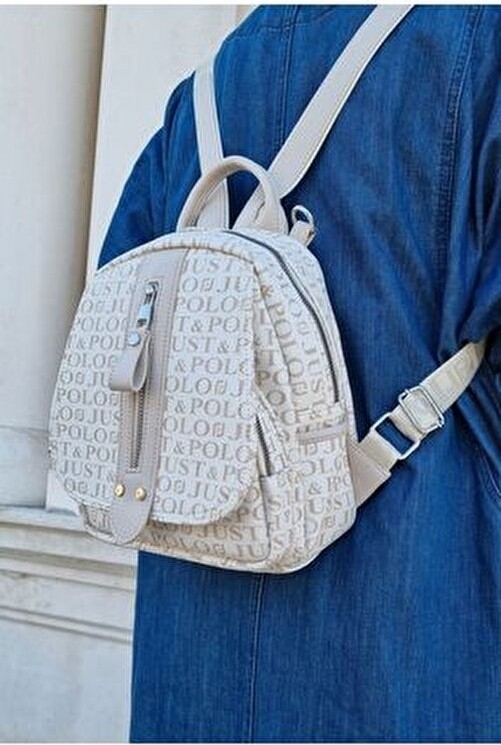 Just Polo Kadın Monogram Baskılı Sırt ve Omuz Çantası Günlük Kullanım Için görsel 4