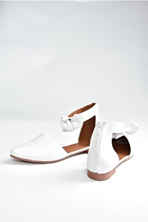 Fox Shoes Beyaz Kadın Babet Suni Deri Malzemeden Düz Tabanlı Günlük Kullanım İçin H726761509 görsel 5
