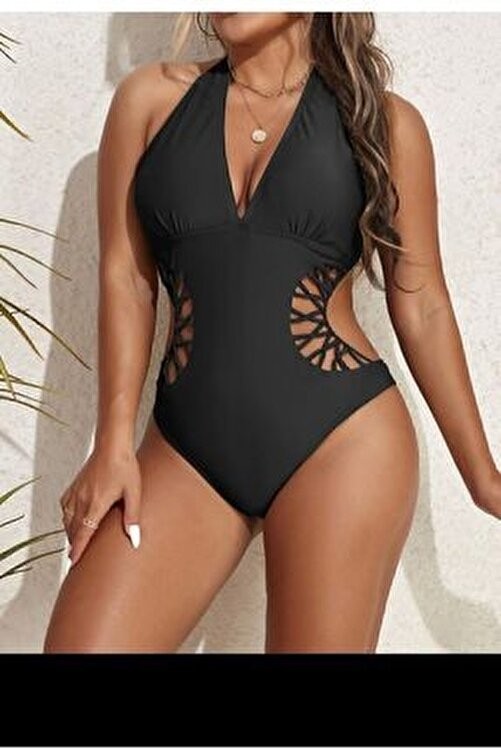 Traje Den Siyah Tek Parça Mayo Kadın Mayokini