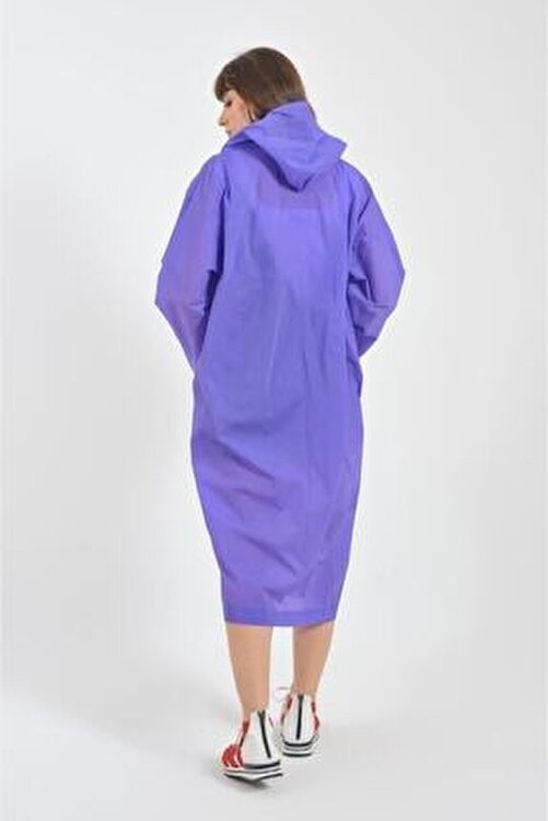 Sarfex Unisex Mor Su Rüzgar Geçirmez Yağmurluk Kapşonlu görsel 3