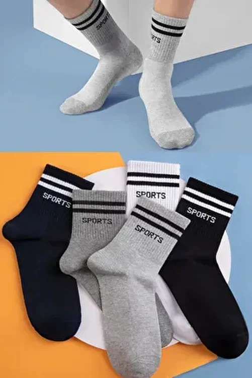 Bgk 5 Çift Sport Yazılı Uzun Erkek Çorap