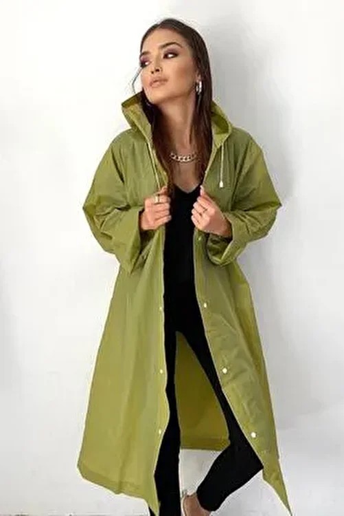 Vanckey Kadın Erkek Yağmurluk Kapüşonlu Çıtçıtlı Eva Sarı Yağmurluk Unisex