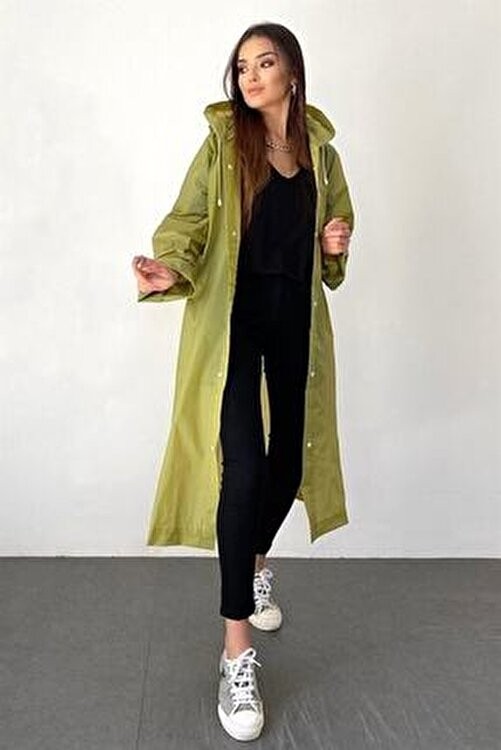 Vanckey Kadın Erkek Yağmurluk Kapüşonlu Çıtçıtlı Eva Sarı Yağmurluk Unisex görsel 6