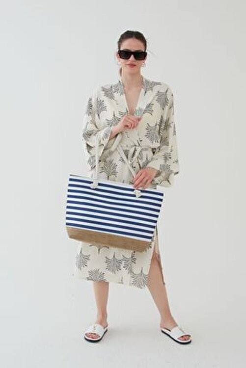 Bakac Store Kadın Çok Renkli Yumuşak Saplı Plaj Çantası Jüt Materyal ile Yaz Koleksiyonu görsel 8