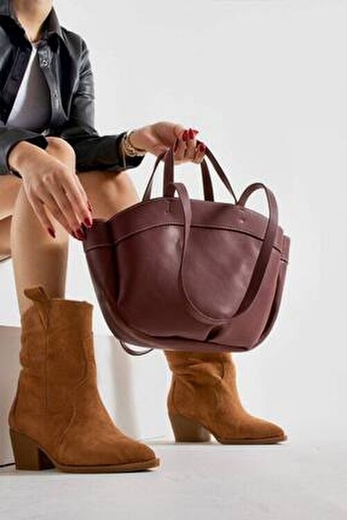 Daj Company Bordo Shopper Kadın Tote El ve Omuz Askılı Çantası görsel 4