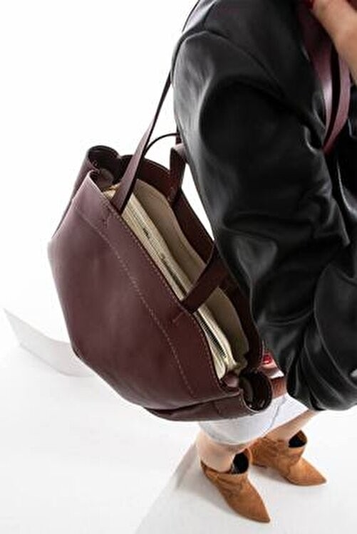 Daj Company Bordo Shopper Kadın Tote El ve Omuz Askılı Çantası görsel 8