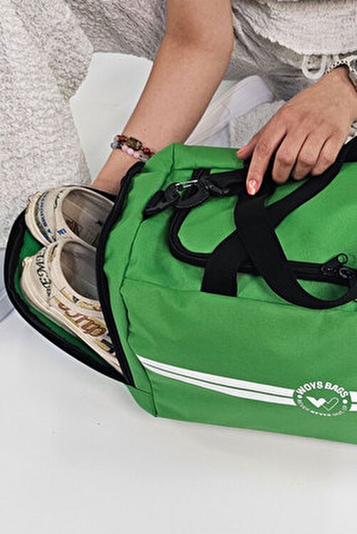 Woys Unisex Siyah Bölmeli Sporcu Çantası görsel 4