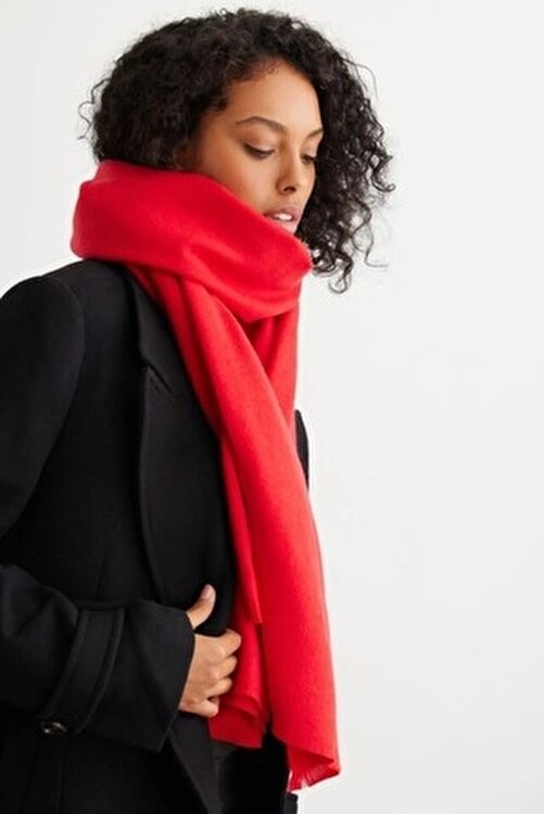 Wearflawless Sade Kalın Yumuşak Atkı Kırmızı