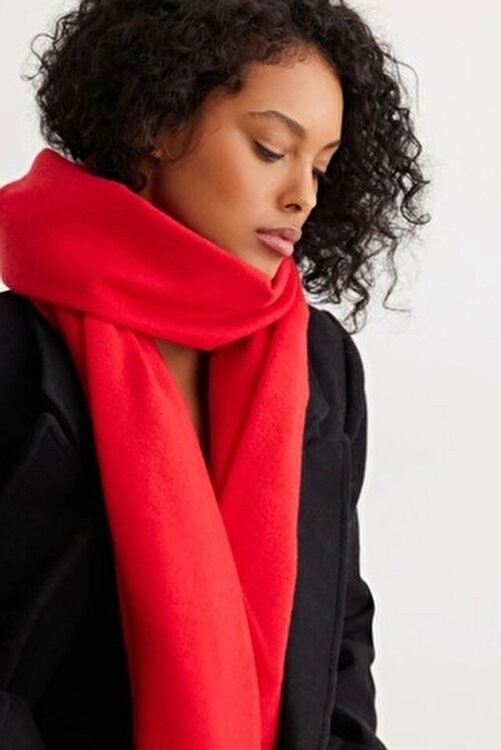 Wearflawless Sade Kalın Yumuşak Atkı Kırmızı görsel 2