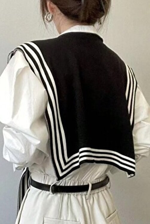 Moibody Akrilik Triko Örme Ofis ve Günlük Moda Omuz Şalı - Simetrik görsel 3
