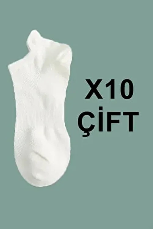 Bgk Unisex Spor Patik Çorap Düz Desenli Esnek Pamuk / Elastan 10'lu Paket İçeriği