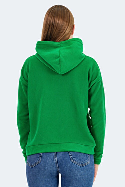 Slazenger Kadın Sassa In Yeşil Polar Kapüşonlu Uzun Kollu Düz Desenli Sportswear görsel 2
