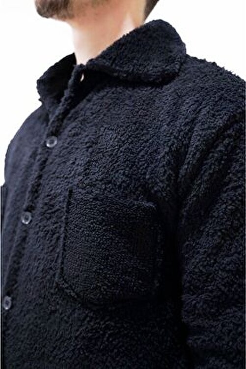 Unisex Siyah Peluş Ceket görsel 3
