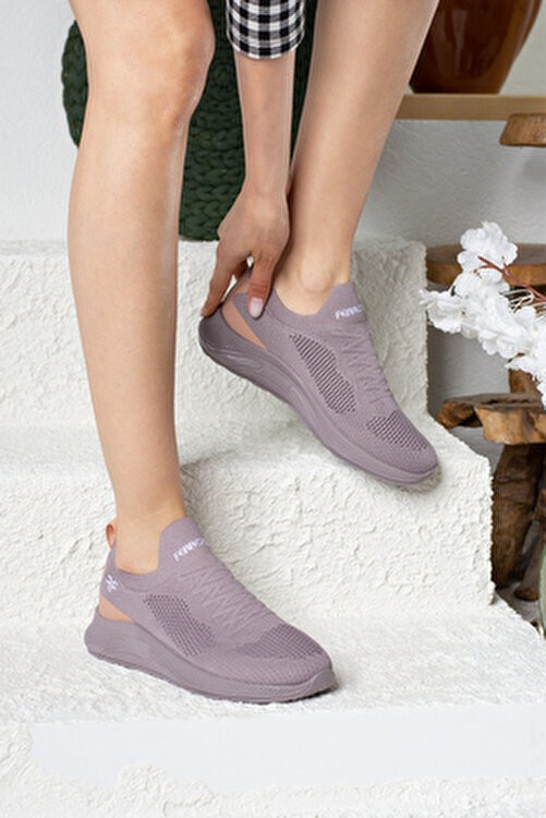 İmershoes Günlük Unisex Lila Sneaker Slip On Nefes Alabilen Hafif Yürüyüş Bağcıksız Esnek Spor Ayakkabı 041F görsel 2