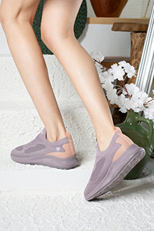 İmershoes Günlük Unisex Lila Sneaker Slip On Nefes Alabilen Hafif Yürüyüş Bağcıksız Esnek Spor Ayakkabı 041F görsel 3