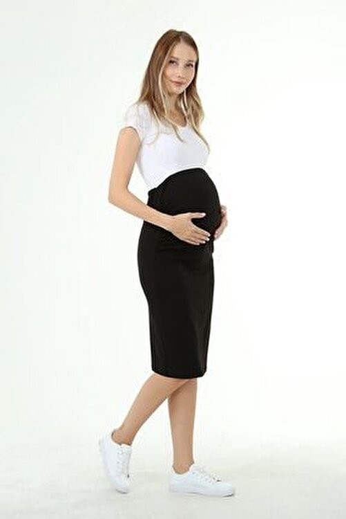 Luvmabelly MYRA9040 Beli Ayarlanabilir Hamile Etek -Siyah görsel 4
