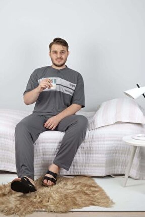Rimoli Erkek Bordo Kısa Kollu Süprem Büyük Beden Pijama Takım görsel 6