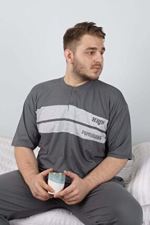 Rimoli Erkek Bordo Kısa Kollu Süprem Büyük Beden Pijama Takım görsel 7