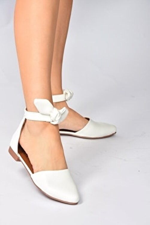 Fox Shoes Beyaz Kadın Babet Suni Deri Malzemeden Düz Tabanlı Günlük Kullanım İçin H726761509 görsel 2