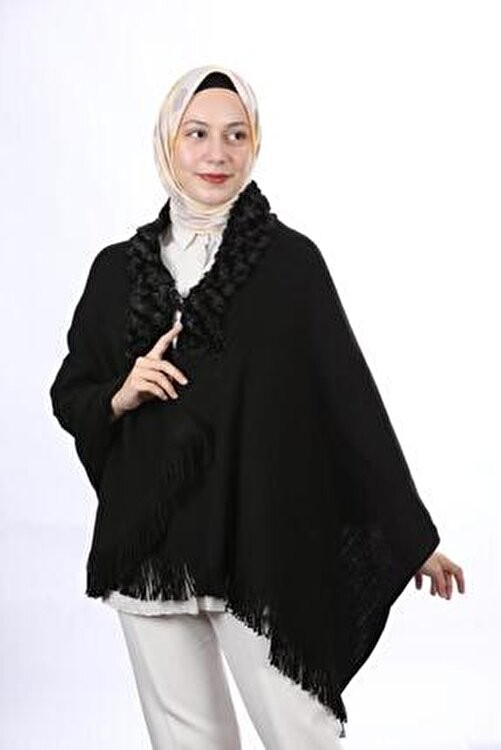 armıza Kadın Siyah Kışlık ve Mevsimlik Omuz Şalı Çok Yumuşak Akrilik Kumaş Düz Desen 70 x 180 cm