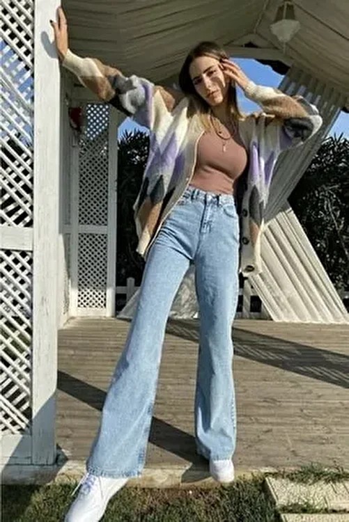 Ramrod Liza Kadın Siyah Likralı Süper Yüksek Bel Wide Leg Palazzo Pantolon Pamuk-Elastan