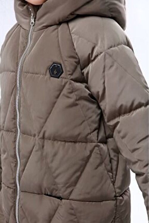 Benitto Kids Kız Çocuk 22BNT51251 Haki Kaban Uzun Kol Oversize Kış Sezonu Su İtici Özellik görsel 3