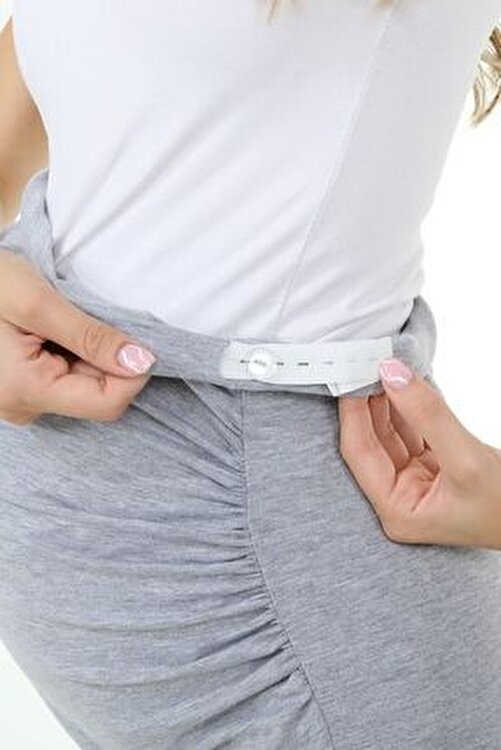 Luvmabelly MYRA9041 Beli Ayarlanabilir Gri Hamile Etek Örme Kumaş ve Rahat Kesim Özelliğiyle görsel 5
