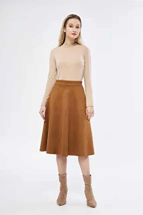Modabirsen Midi Boy Süet Kiloş Etek