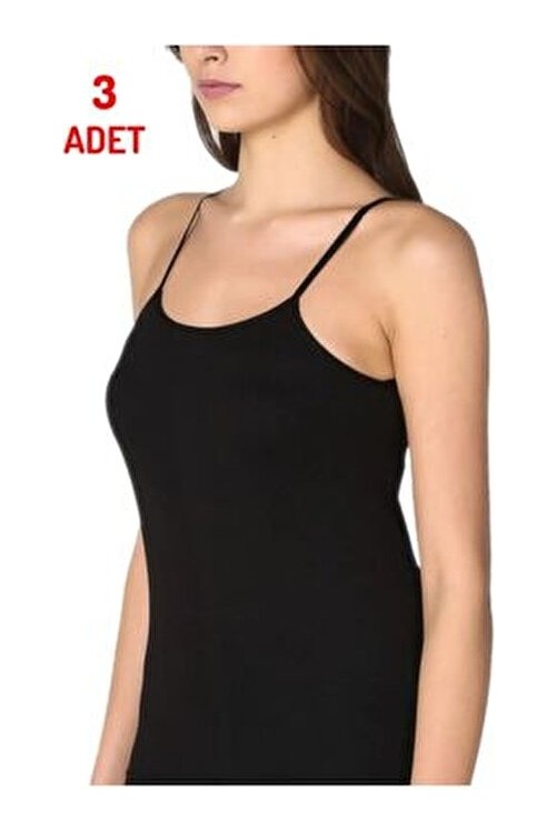 Mostess Beyaz Kadın Ip Askılı Atlet 3 Lü Paket Pamuk Üretim görsel 2