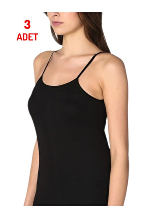 Mostess Beyaz Kadın Ip Askılı Atlet 3 Lü Paket Pamuk Üretim görsel 4