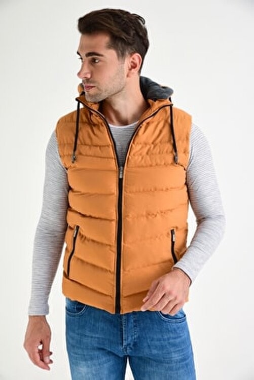 Dynamo Erkek Safran Kapüşonlu Polar Astarlı Şişme Yelek görsel 7