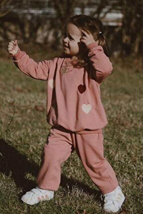 Mells Baby Pembe Eşofman Takımı Kadın Çocuk %100 Pamuk Uzun Kol Günlük Kullanım İçin