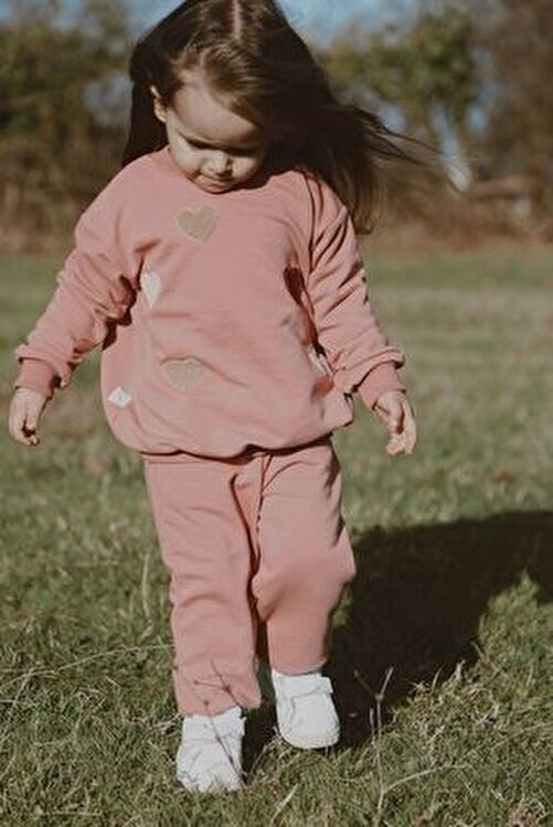 Mells Baby Pembe Eşofman Takımı Kadın Çocuk %100 Pamuk Uzun Kol Günlük Kullanım İçin görsel 3