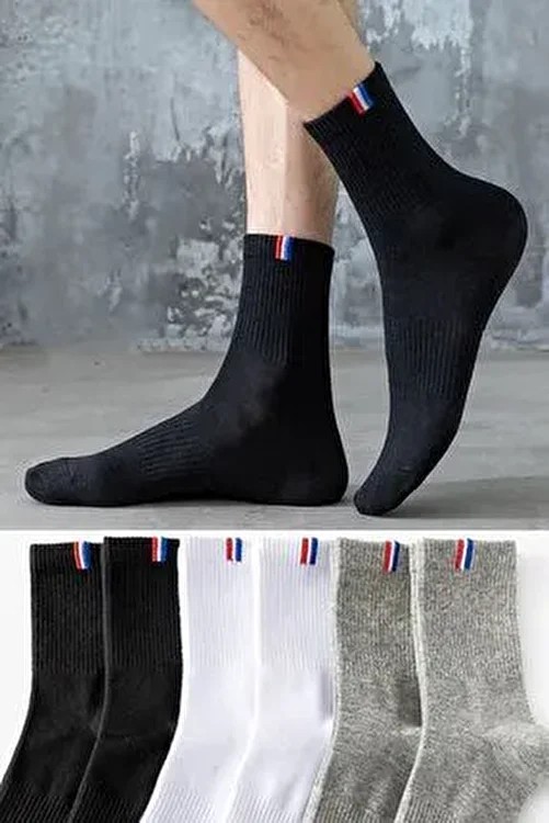 Bgk Unisex 6 Çift Lastik Desenli Uzun Çorap