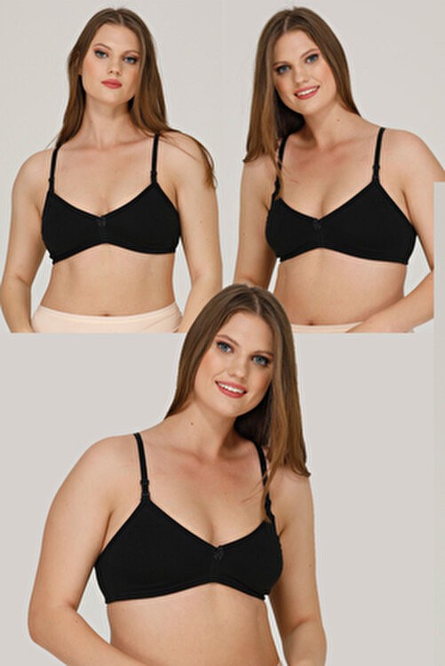 Parlingerie 3'lü Beyaz Emzirme Sütyeni Organik Yumuşak Dokulu Çizgi Desenli Konforlu Tasarım görsel 6