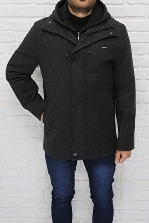 Dynamo Kapüşonlu Yün Karışımlı Kaban Kadınlar İçin Casual Stil Füme Renk