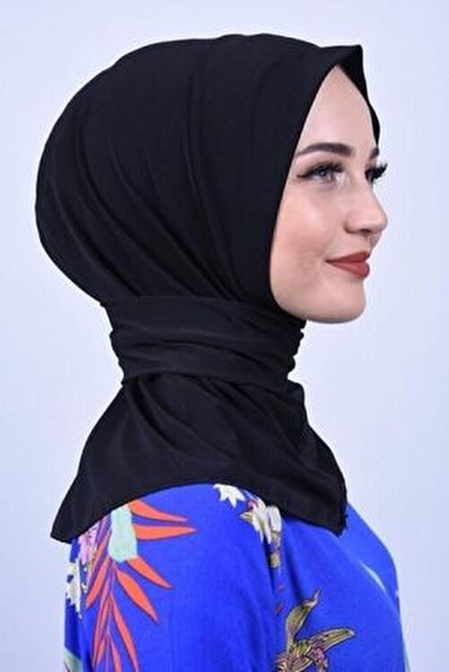 Organic Scarfs Hijabchi Trend Çıtçıtlı Fular Şal Siyah Düz Dokuma Kumaşlı Günlük, Havuz ve Deniz Kullanımına Uygun görsel 2