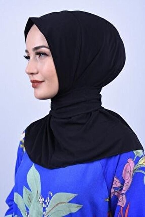 Organic Scarfs Hijabchi Trend Çıtçıtlı Fular Şal Siyah Düz Dokuma Kumaşlı Günlük, Havuz ve Deniz Kullanımına Uygun görsel 3