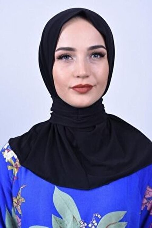Organic Scarfs Hijabchi Trend Çıtçıtlı Fular Şal Siyah Düz Dokuma Kumaşlı Günlük, Havuz ve Deniz Kullanımına Uygun görsel 4