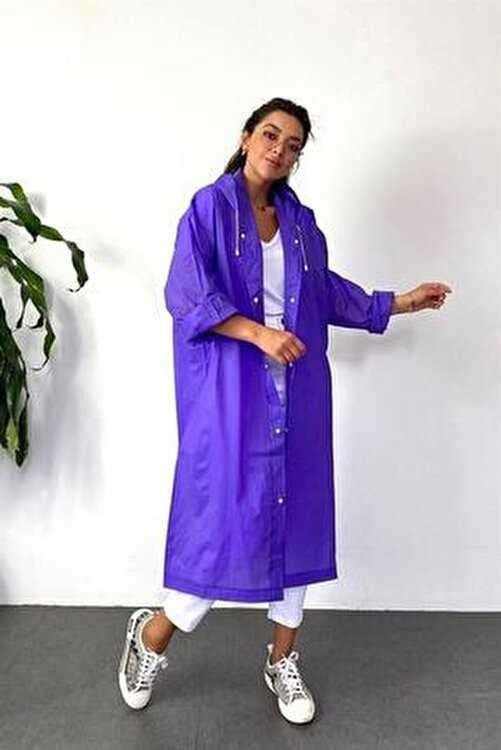 Vanckey Kadın Erkek Yağmurluk Kapüşonlu Çıtçıtlı Eva Sarı Yağmurluk Unisex görsel 3
