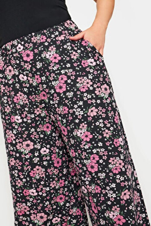Stil Diva Büyük Beden Kadın Desenli Bol Kesim Likralı Kapri Pantolon 145046 Çiçekli Polyester görsel 4