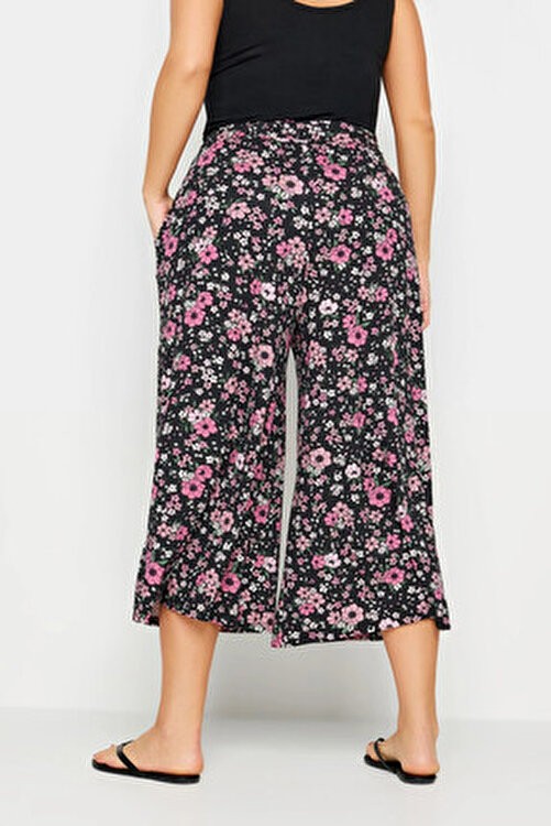 Stil Diva Büyük Beden Kadın Desenli Bol Kesim Likralı Kapri Pantolon 145046 Çiçekli Polyester görsel 5