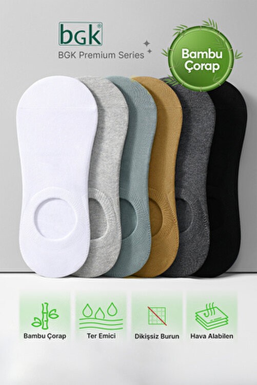 Bgk Unisex 6 Çift Bambu Yazlık Görünmez Çorap (Dikişsiz)