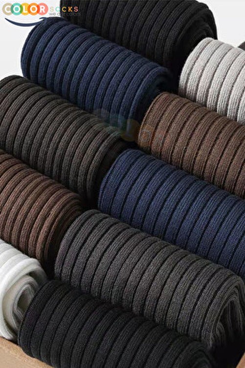 Color Socks 5 Çift Fitilli Soket Çorap Erkek Pamuk Düz Esnek Çok Renkli Konforlu Kullanım İçin görsel 3