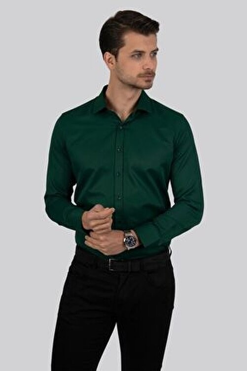 Etikmen Buz Mavi Kare Düğmeli Slimfit Erkek Gömlek